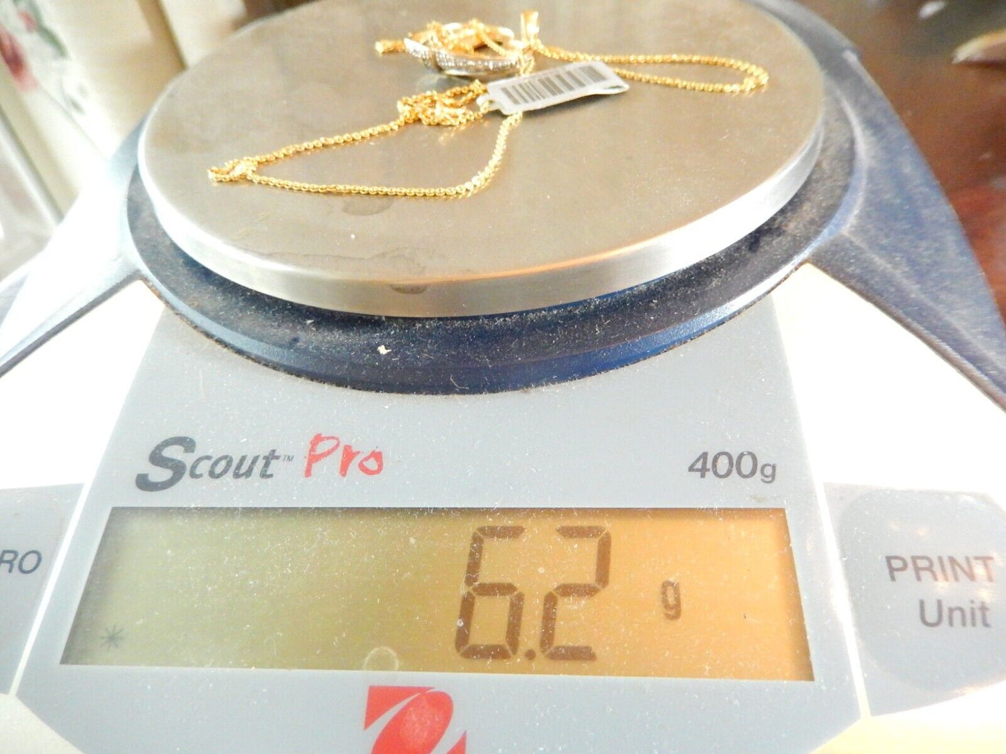 VINTAGE Gold Vermeil 925 Heart 17 Diamond Pendant w 18 Gold Vermeil Chain