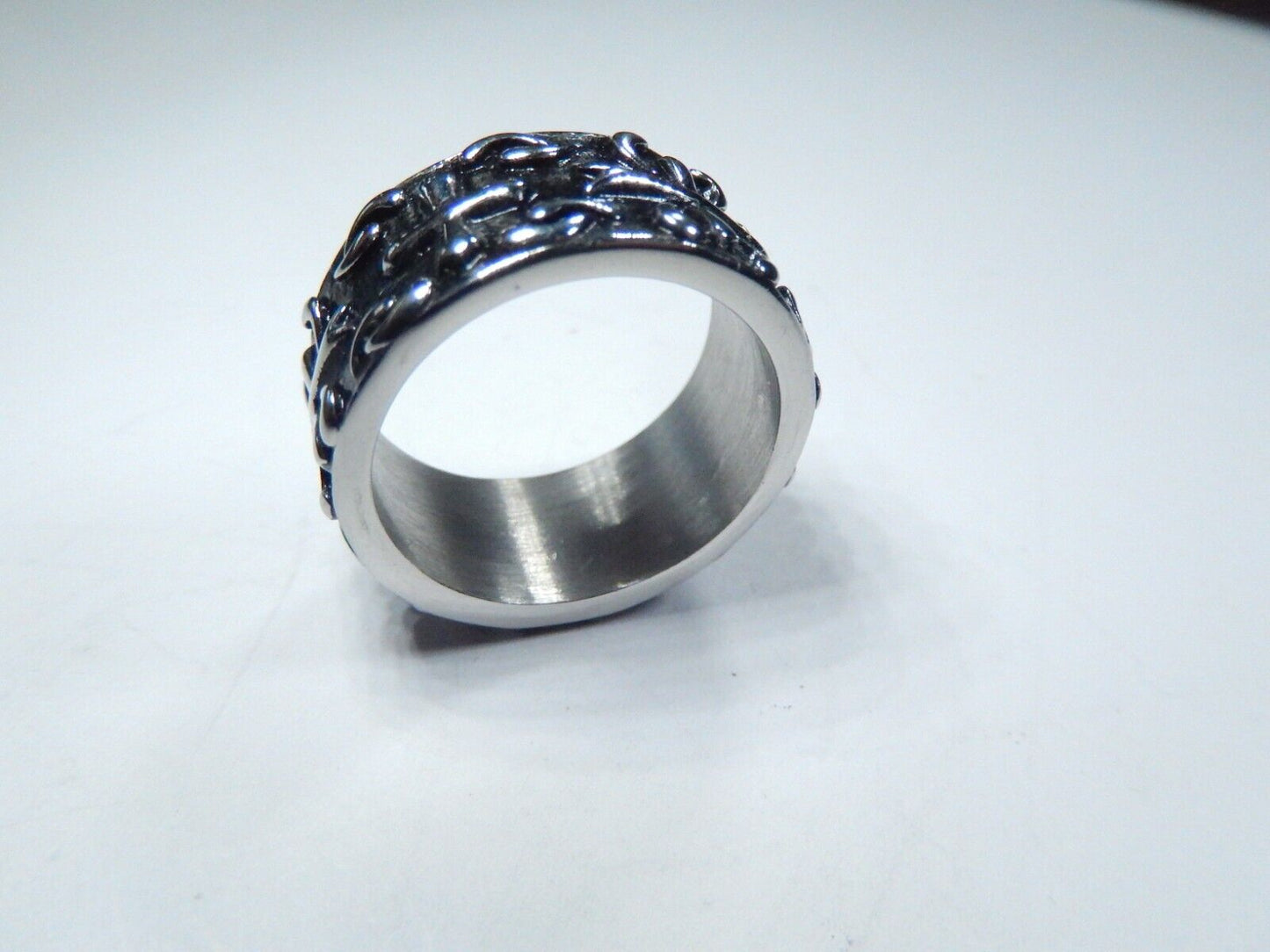 Stainless Steel 10.5 mm Cross Band Ring For Unisex Size 9.25
