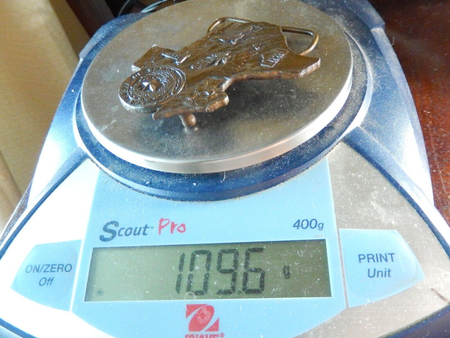 1976 State Of TEXAS Brass Belt Buckle, Bergamot Brass Works Vintage