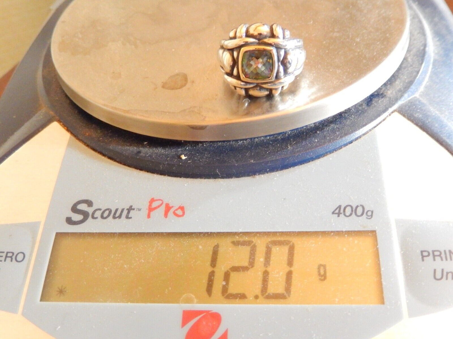 Samuel B Benham BJC 925 Sterling Silver 14k Yellow Gold Mystic Topaz Ring 675