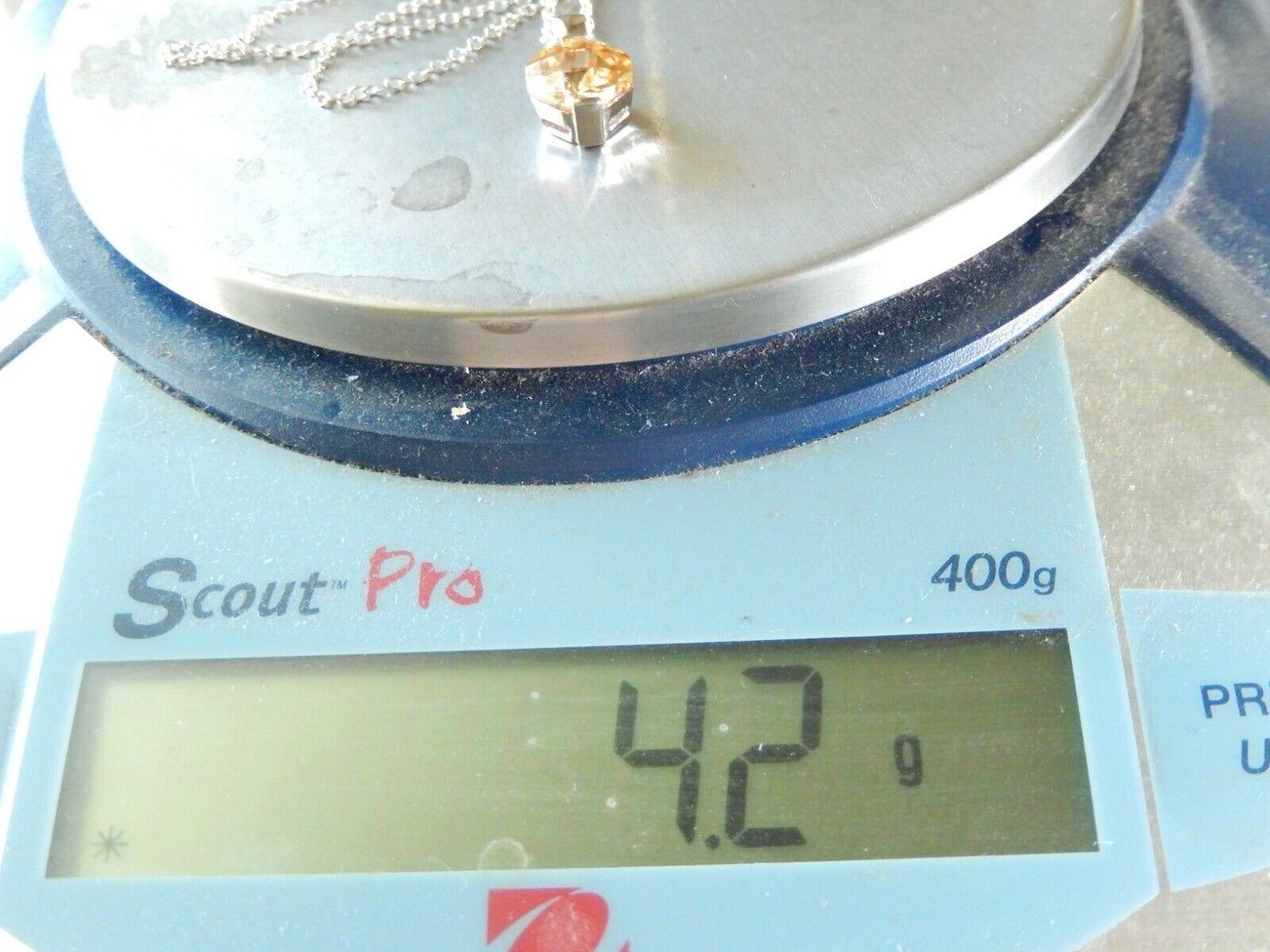 925 Sterling Silver with 4.0 CT Fancy Cut Citrine Solitaire Pendant w/ 18" Chain