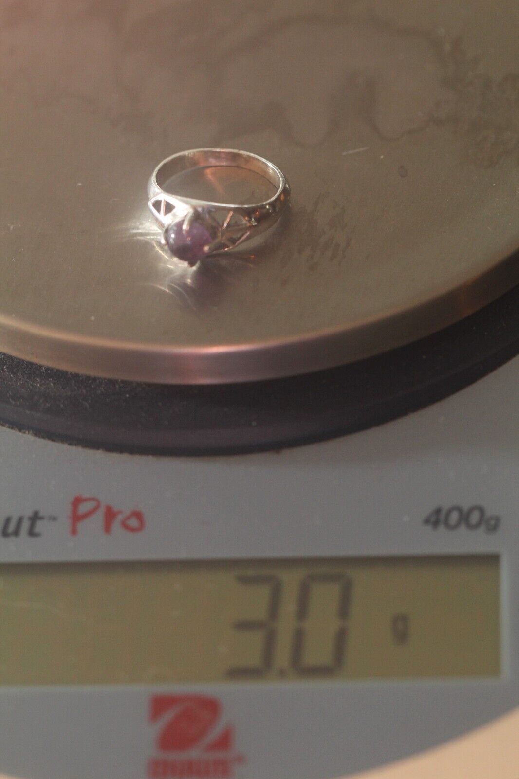 Sterling Silver Vintage Real Cabochon Amethyst Ring Size 6