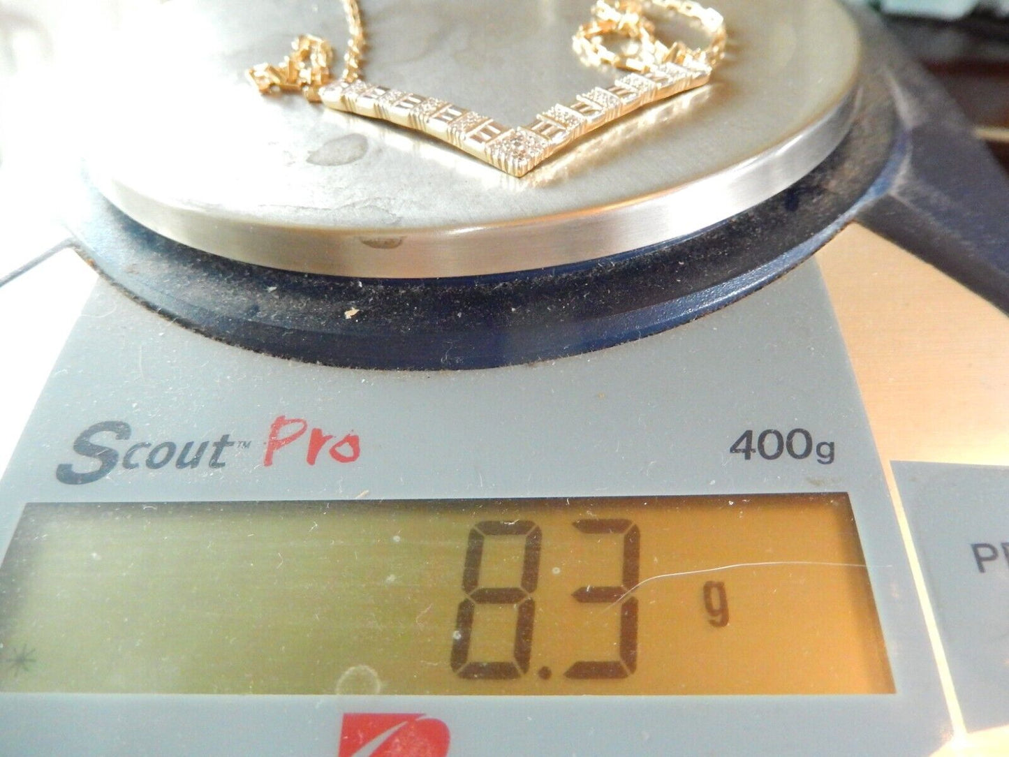 Ross Simons Gold .925 Vermeil "V" Diamond Pendant & 18" Fancy Vermeil Chain