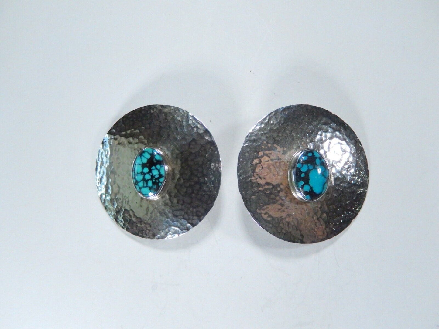 *VINTAGE* TY Yazzie Sterling Silver Turquoise Native American Clip On Earrings