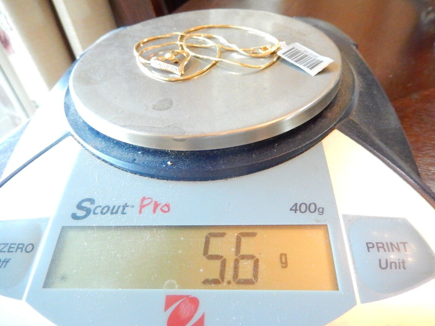 10K Yellow White Gold Floating Open Heart Pendant 5 Diamonds w 18 Chain