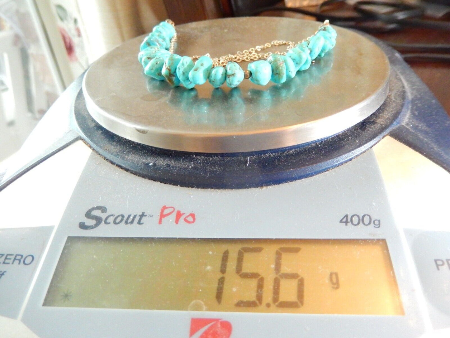 TURQUOISE & Sterling Beads NECKLACE Sterling Silver 925 Chain 20" Length