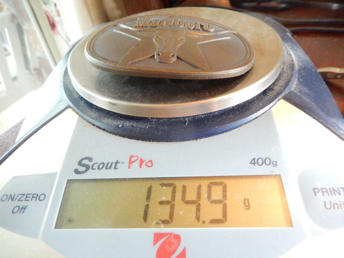 Marlboro Long Horn Bull Solid Brass 1987 Tobacco Belt Buckle Philip Morris Inc