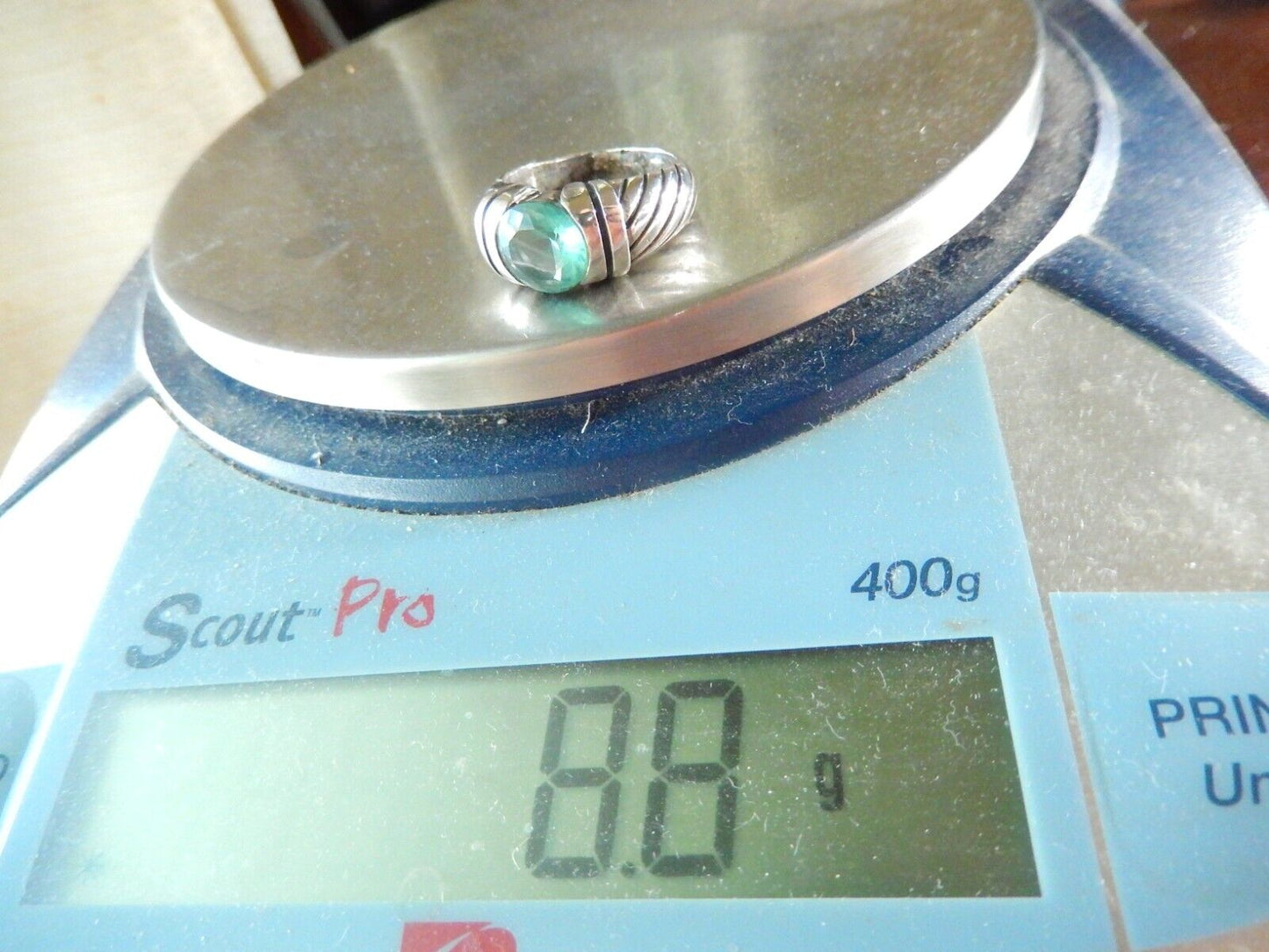 *VINTAGE* Sterling Silver 2.50 CT Round Blue Topaz Ring size 7