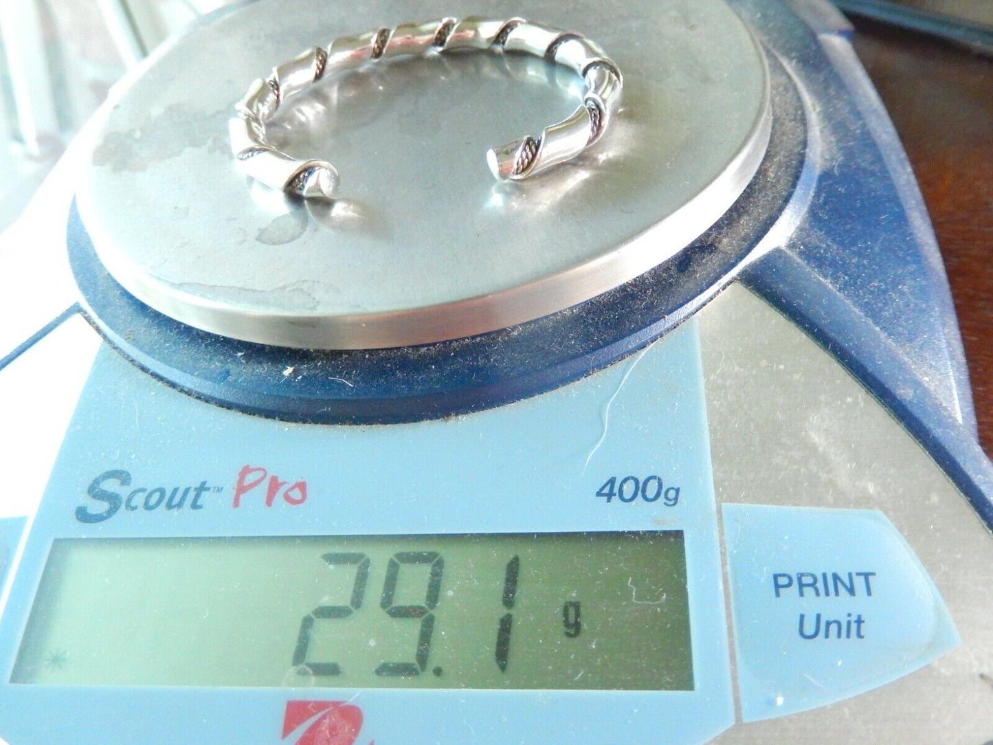 Vintage Handmade Sterling Silver 925 Twisted Round Bangle Bracelet 291 grams