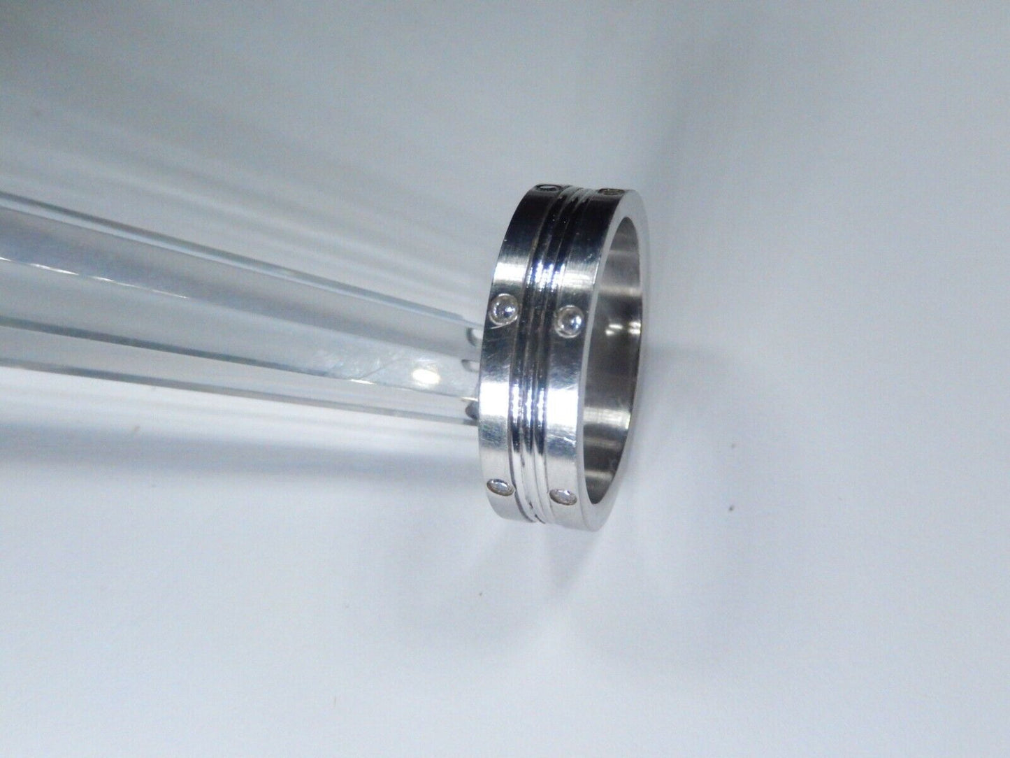 Stainless Steel 6mm Wedding Band with 12 CZ's Size 8.5