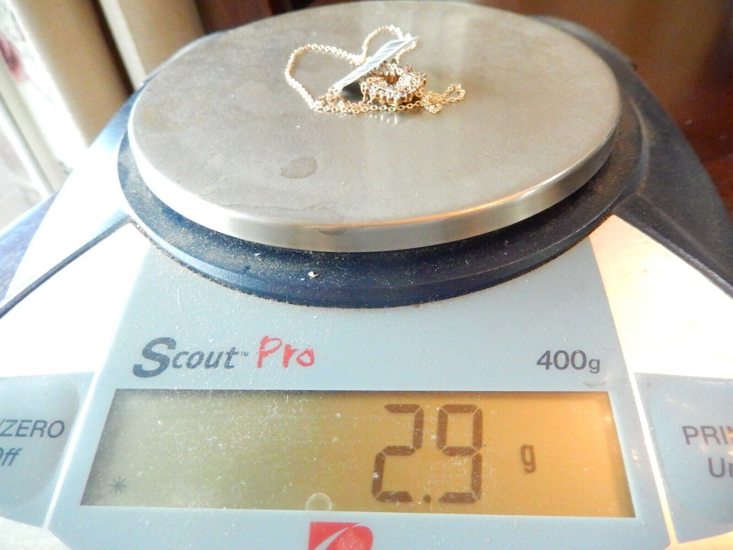 NWT Gold Vermeil Open Heart 50 CT Two Row Cubic Zirconia Pendant w 18 Chain