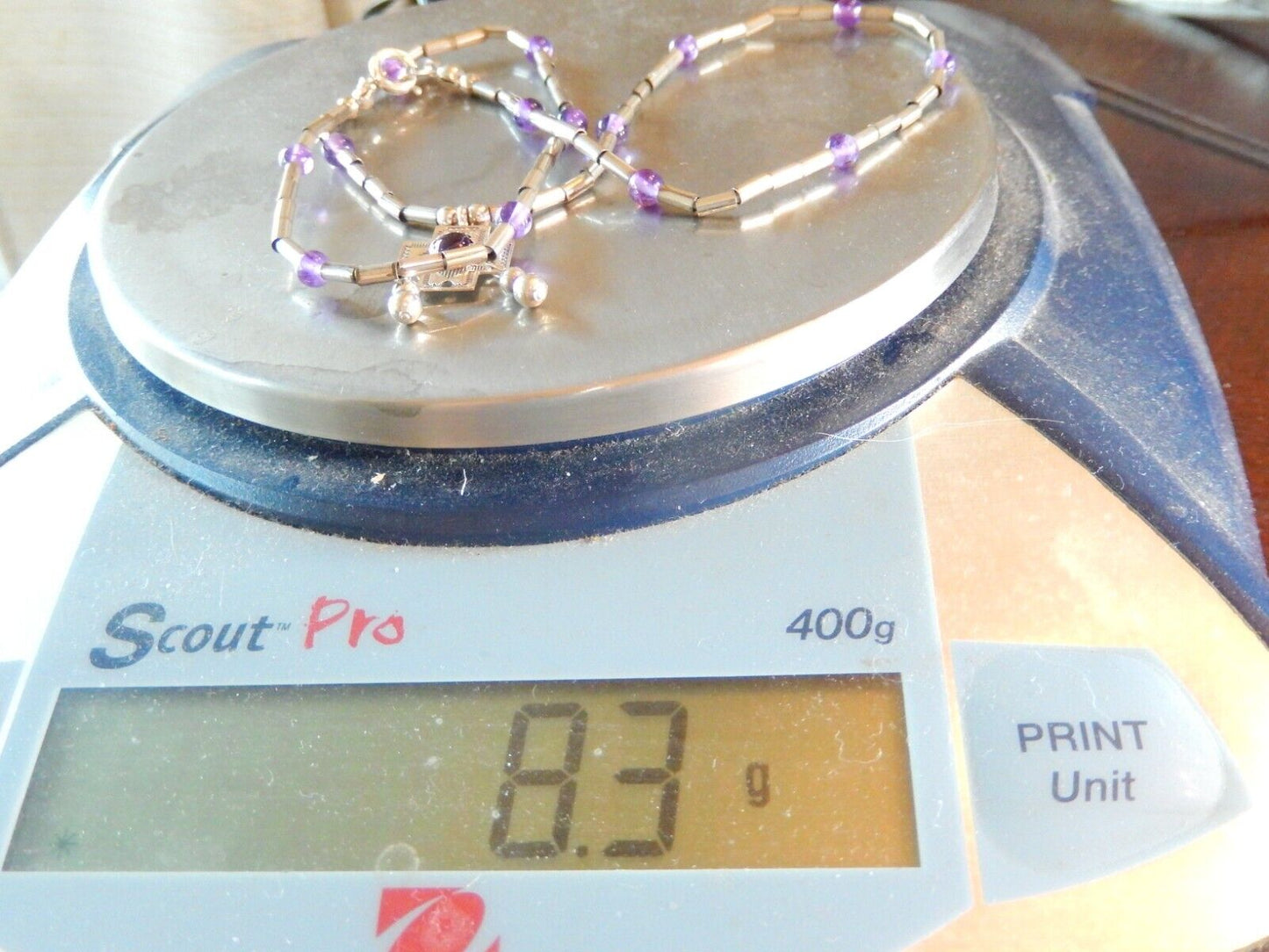 "VINTAGE" Q.T. Carolyn Pollack Sterling Silver & Beaded Amethyst 18" Necklace