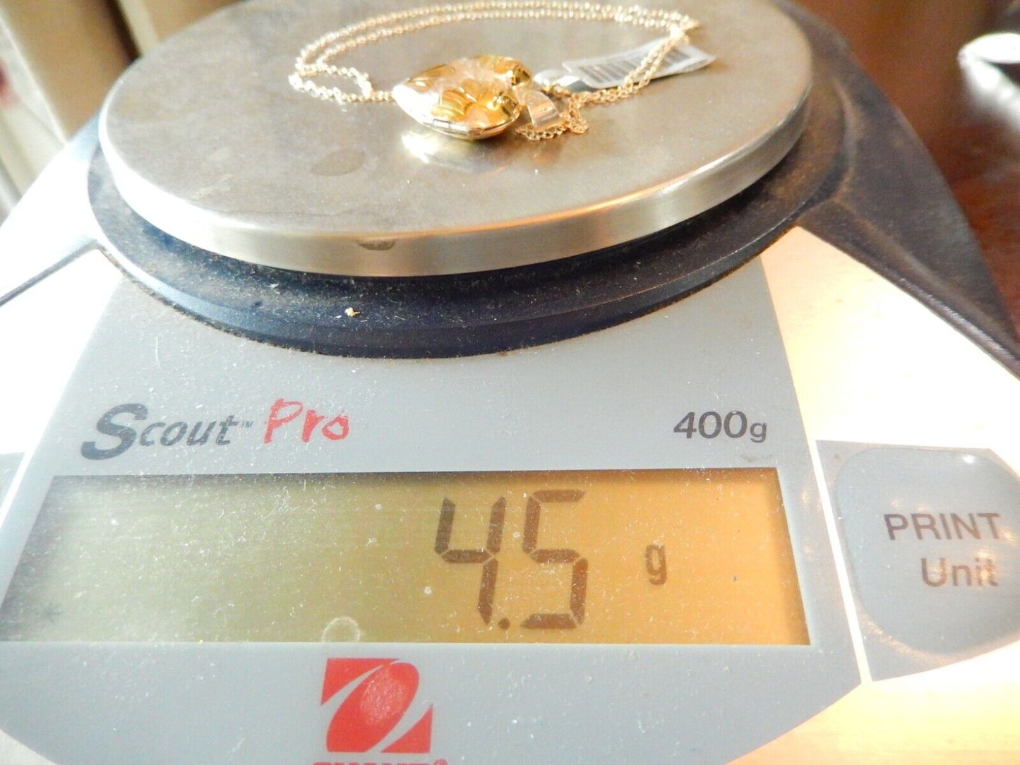 VINTAGE Sterling Silver Two Tone Heart Locket Etched Design w18 Ster Chain