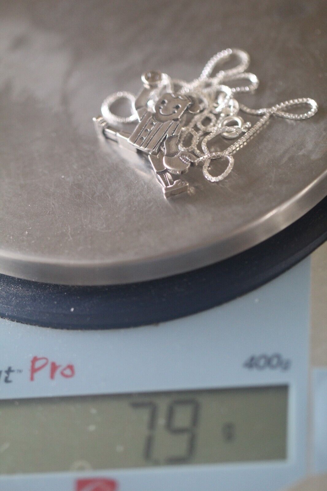 *VINTAGE* Sterling Silver Moveable Girl Baseball / Softball Pendant w/18" Chain