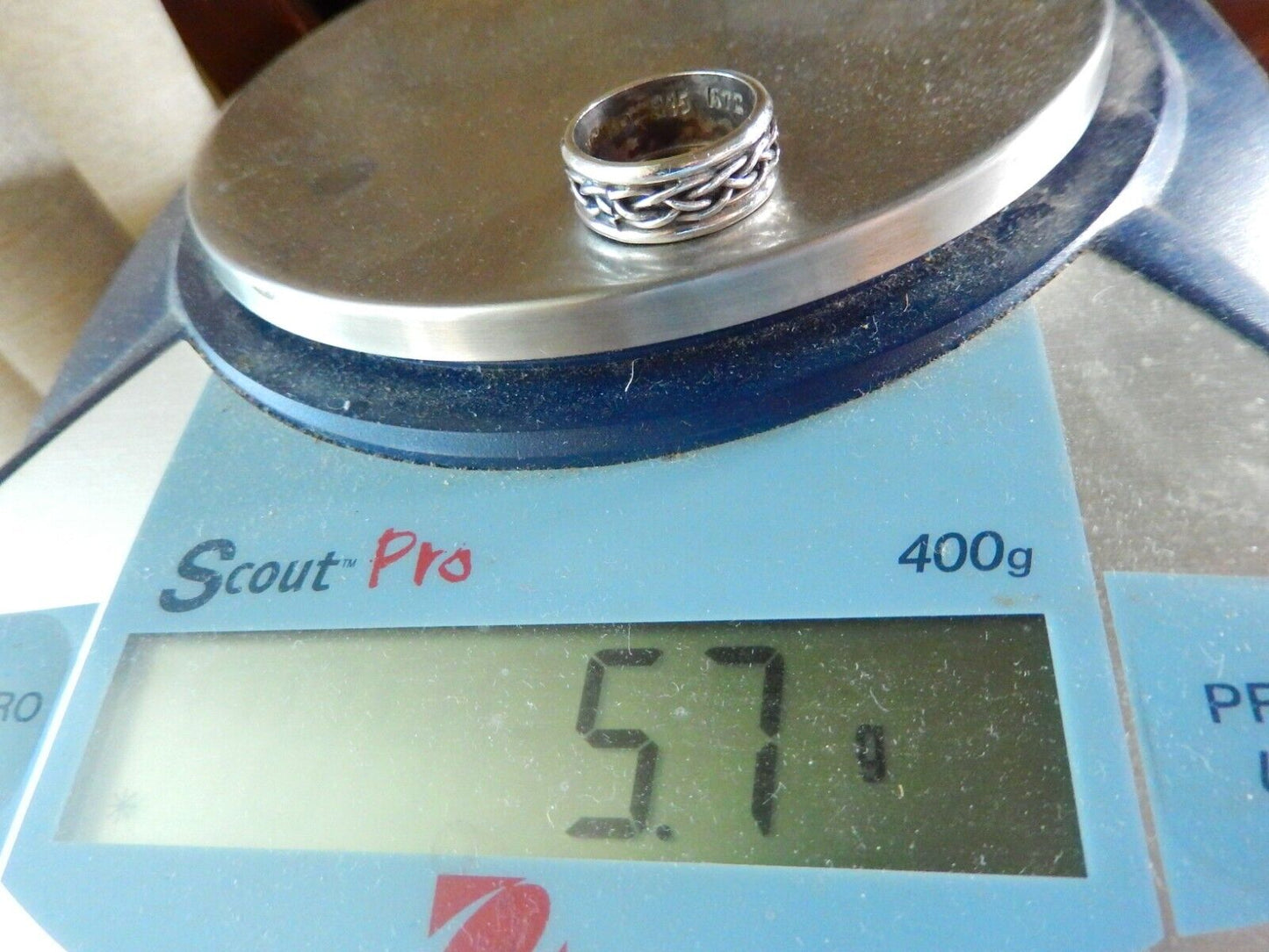 Vintage Mexico 925 Sterling Silver 8mm Braided Rope Wire Size 6.75 Band Ring