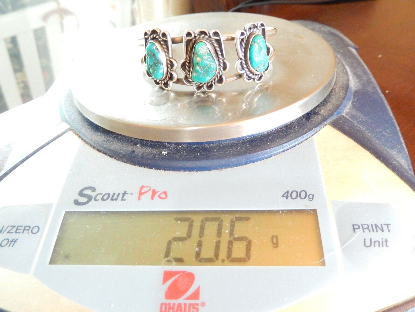 VINTAGE- Signed Native American Navajo Turquoise Sterling silver Cuff Bracelet