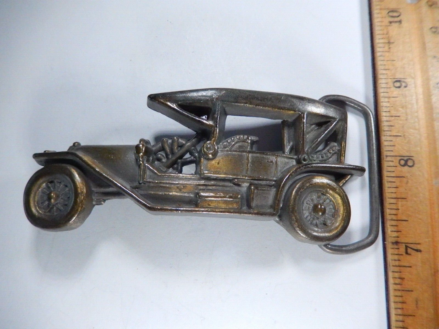 *VINTAGE* Brass 1906 Mercedes-Benz Touring Antique Car - 1970s Belt Buckle