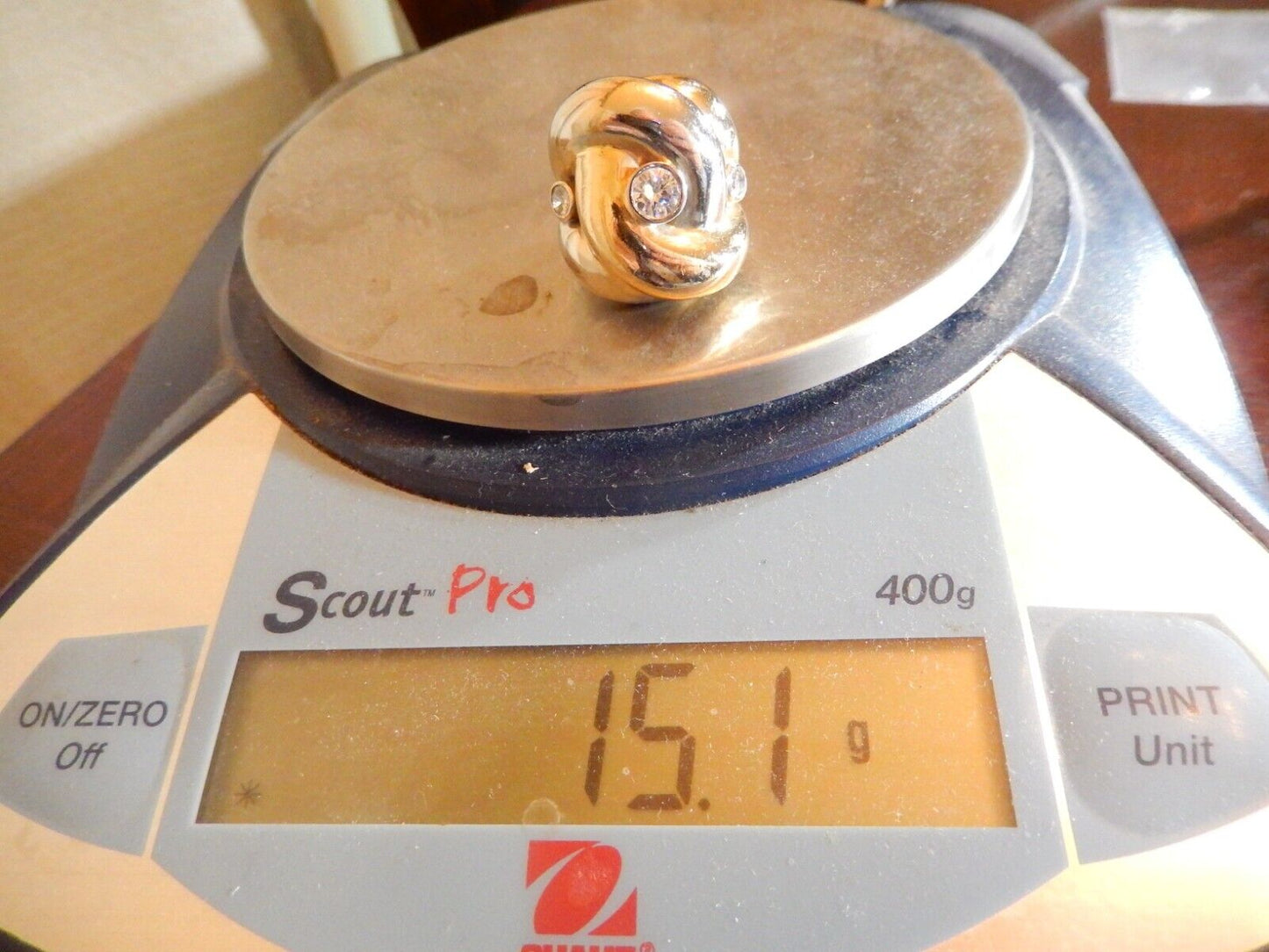 STUNNING STAMPED 14K TWO TONE LADIES DIAMOND FREEFORM RING Size 625 151gms