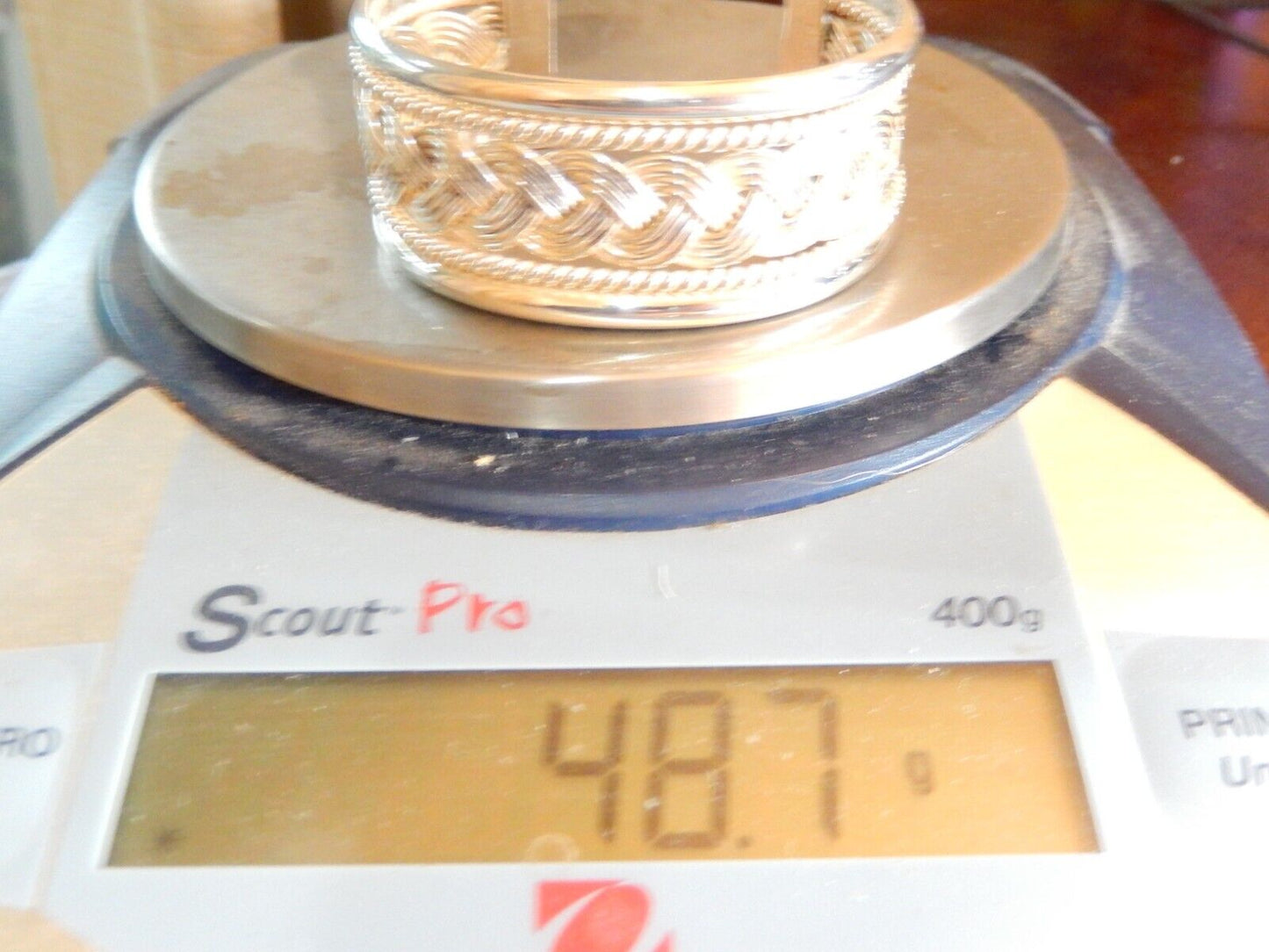 *VINTAGE* Sterling Silver Wide Large Braided Weave Cuff Bracelet - 48.7 grams