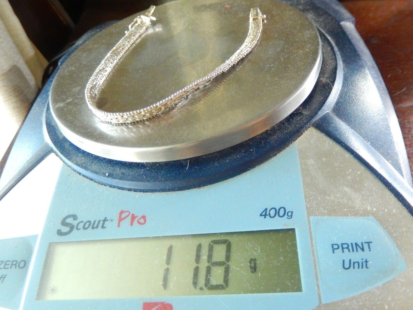 Vintage Italy Thick Sterling Silver Heavy 5.5mm Wide Mesh Bracelet -7"