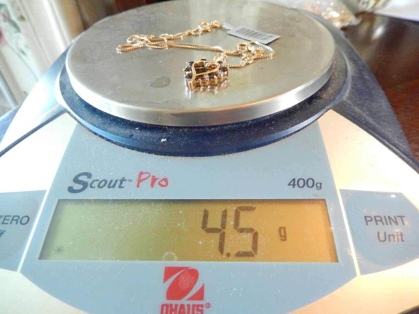Ross Simon Gold Vermeil 925 Sapphire Diamond Heart Pendant w18 Vermeil Chain