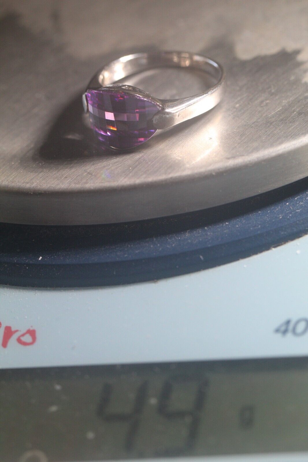 925 STERLING SILVER AND FANCY CUT AMETHYST RING SIZE 9