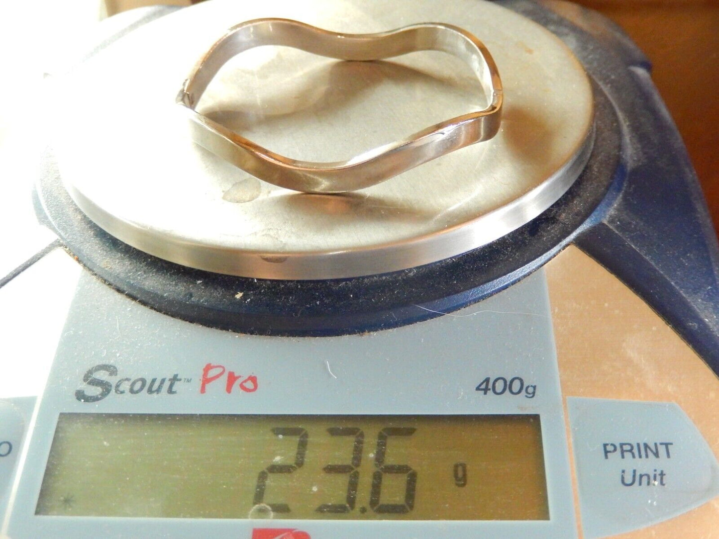 *VINTAGE* 925 Sterling Silver Wave Hinged Bangle Bracelet 6.25mm Wide -23.6 gram