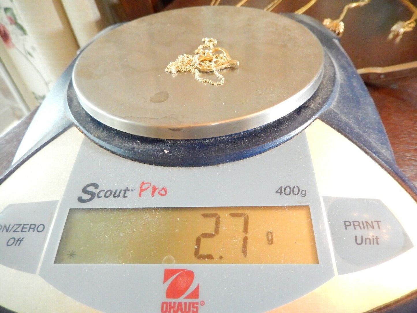 Vintage Gold Vermeil 925 Diamond Open Heart Pendant w18 Vermeil Chain