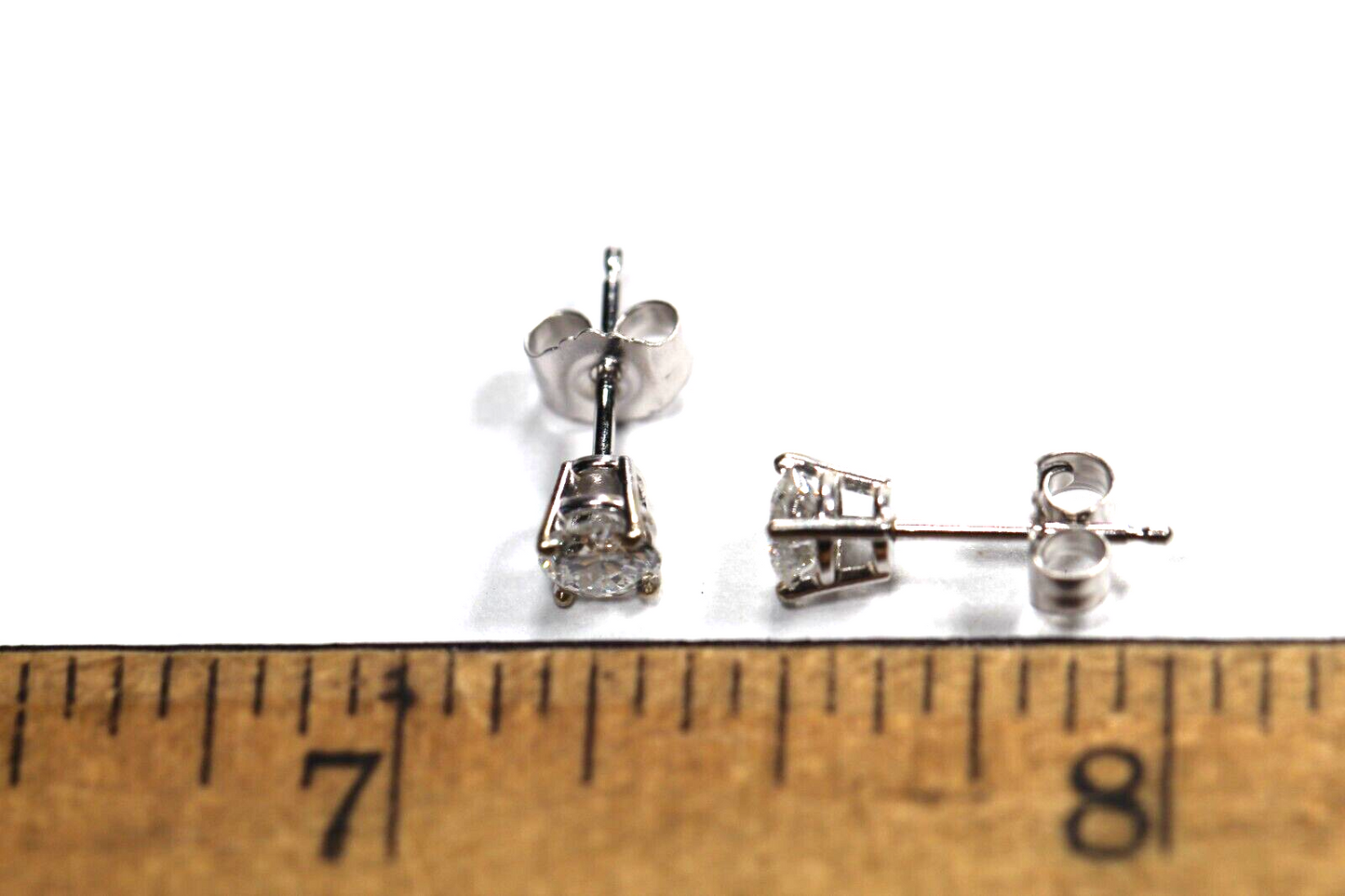 New!! Solid 14K White Gold .46 CT TW Natural Diamond I-1 / G-H Stud Earrings