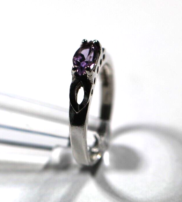 Vintage Modernist Sterling Silver 925 Oval Amethyst Size 6.75