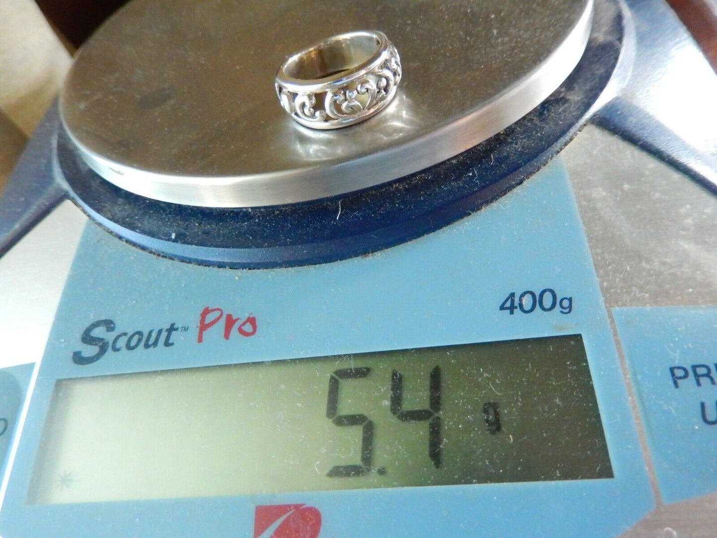 VINTAGE 925 STERLING SILVER 8.5mm FILIGREE SCROLL RING SIZE 5.5