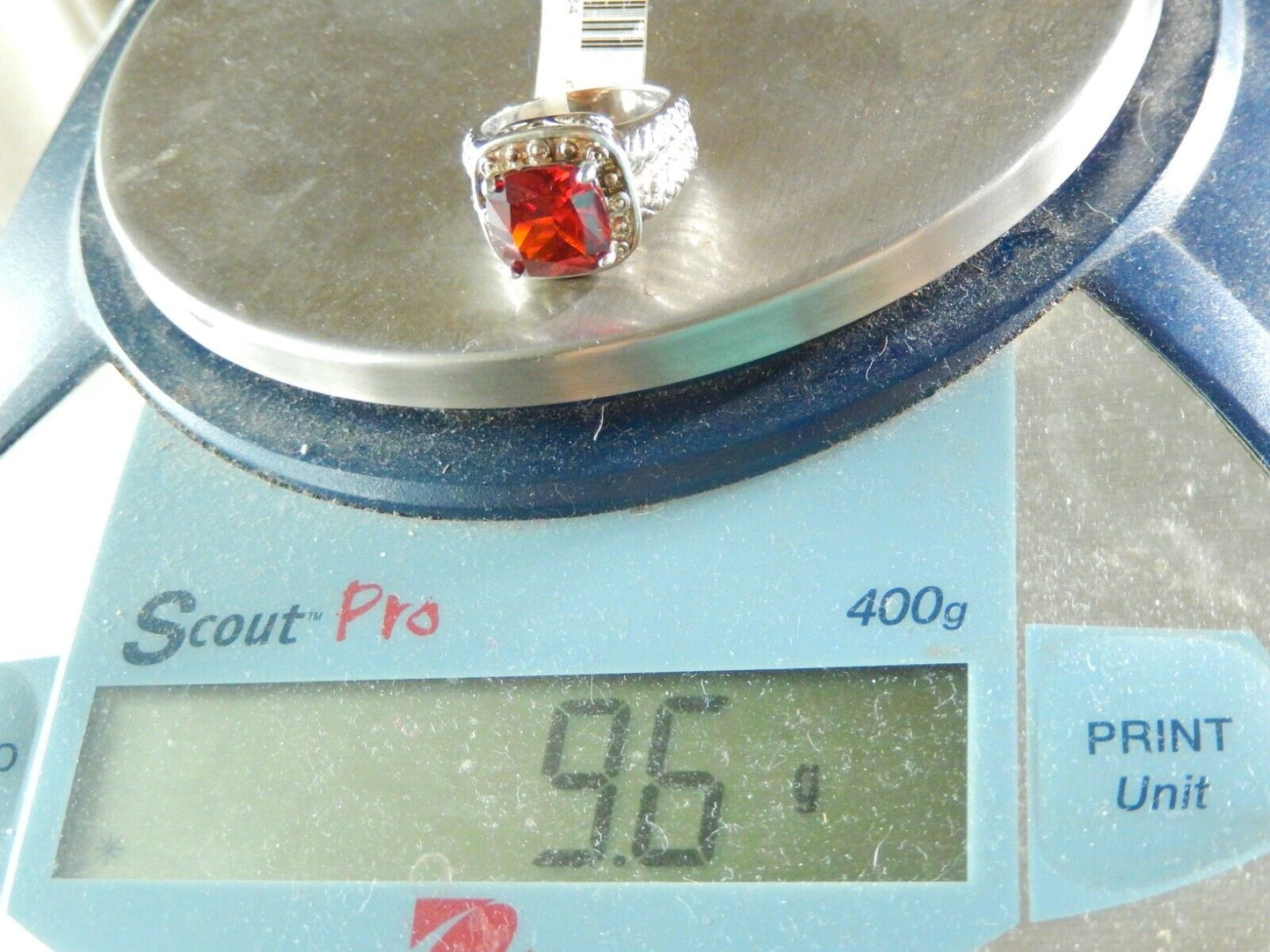 Sterling Silver 11 mm Cushion Cut 5.00 CT Lab Created Ruby Ring Size 7.25