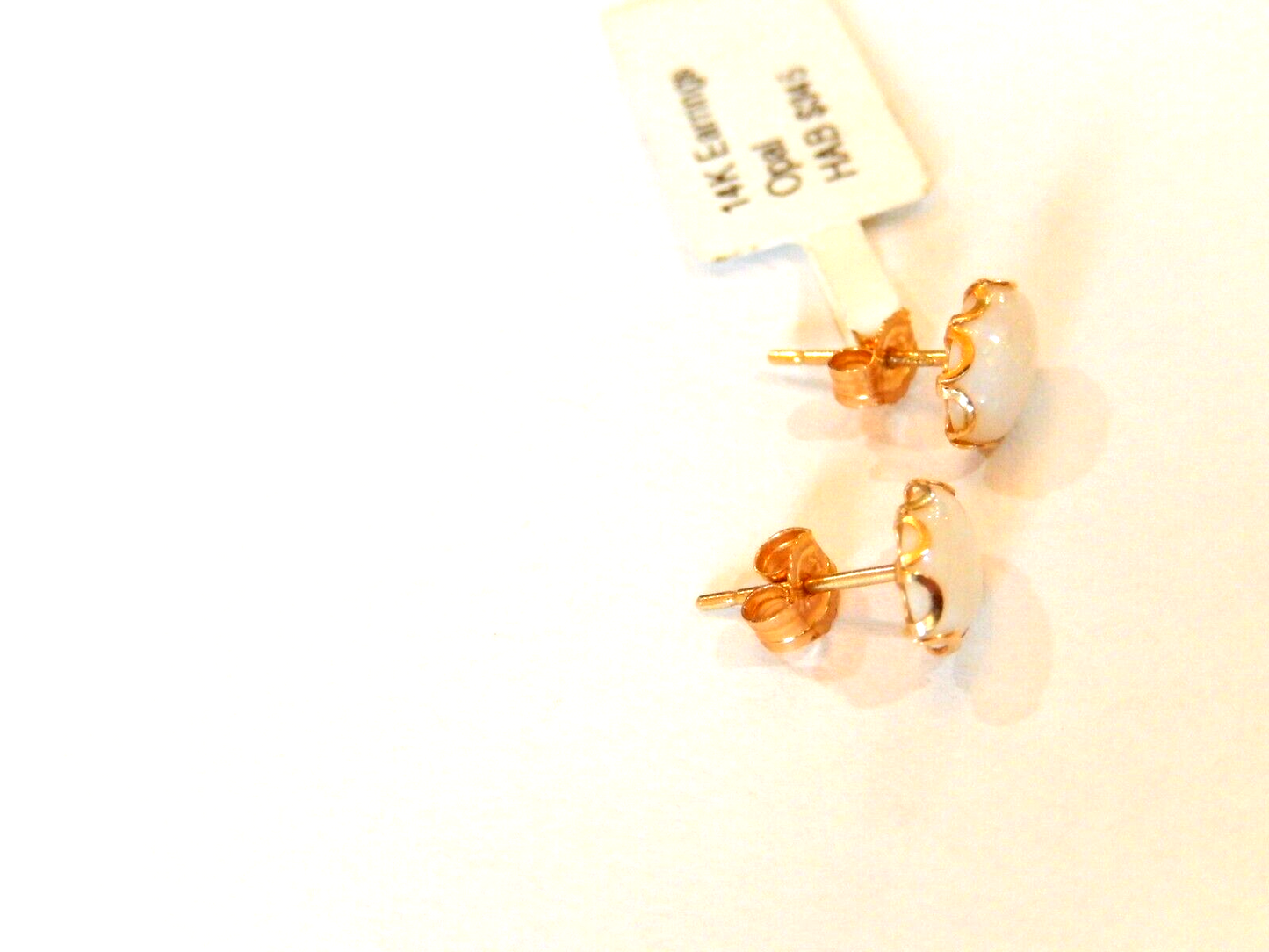 VINTAGE 14K Yellow Gold 75mm x 55mm Oval Opal Pierced Stud Earrings