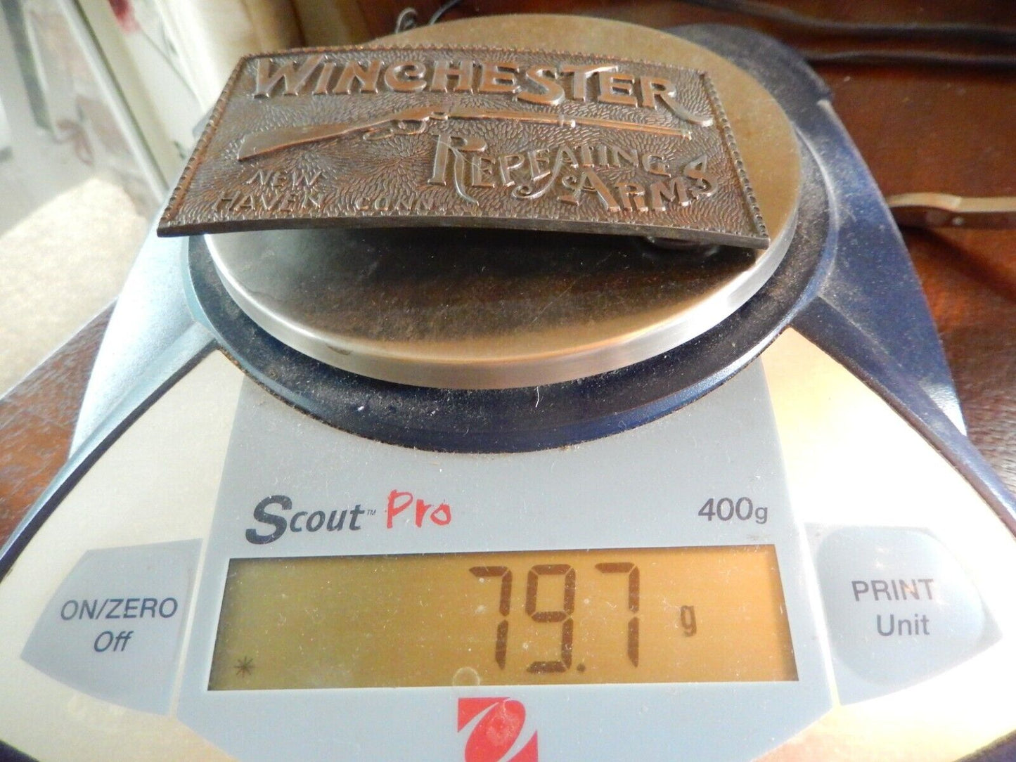 USED Vintage Metal Winchester Repeating Arms New Haven Conn. Belt Buckle. NICE!