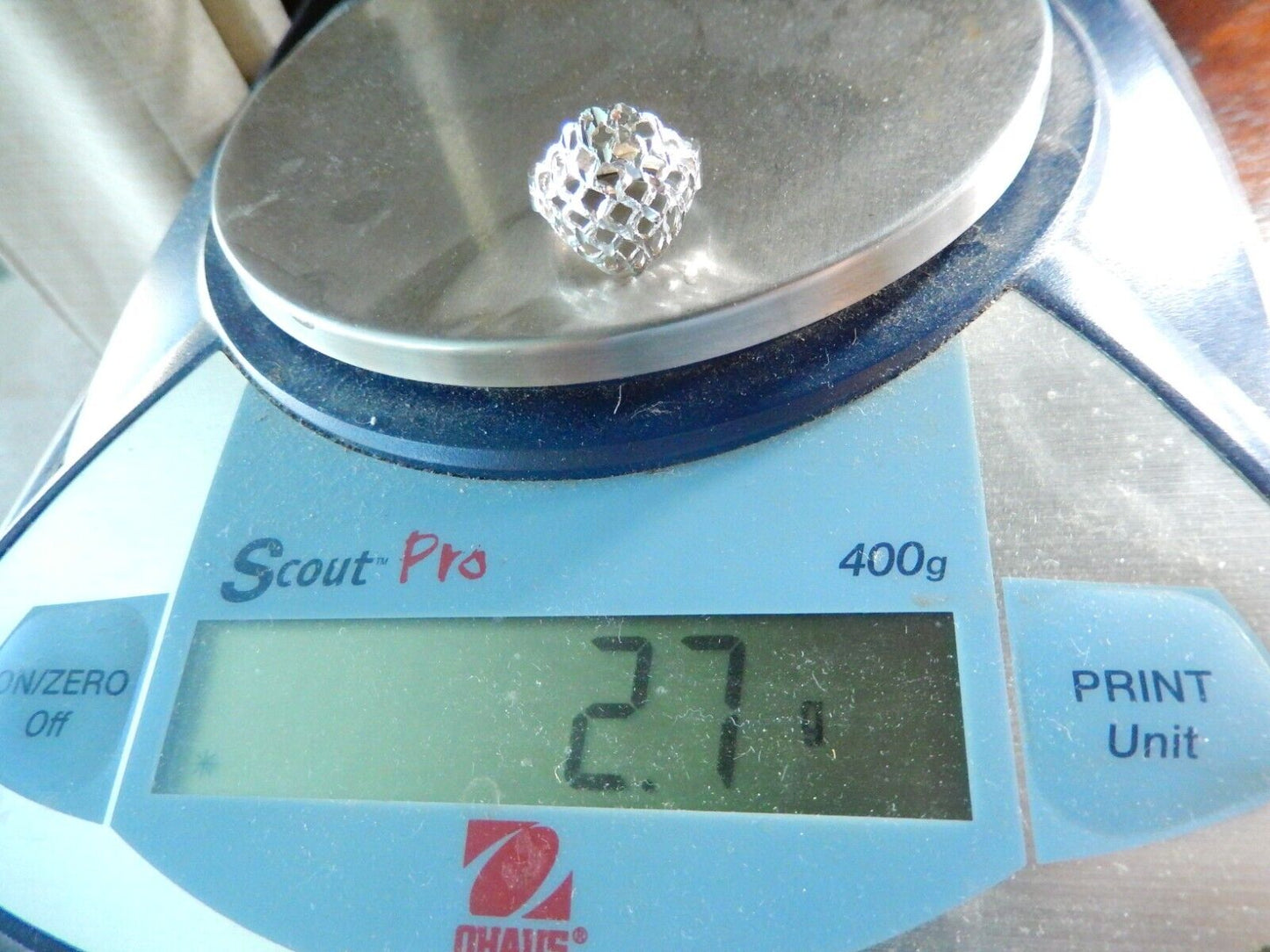 *VINTAGE* Sterling Silver 925 Diamond Cut Filigree Ring Size 7