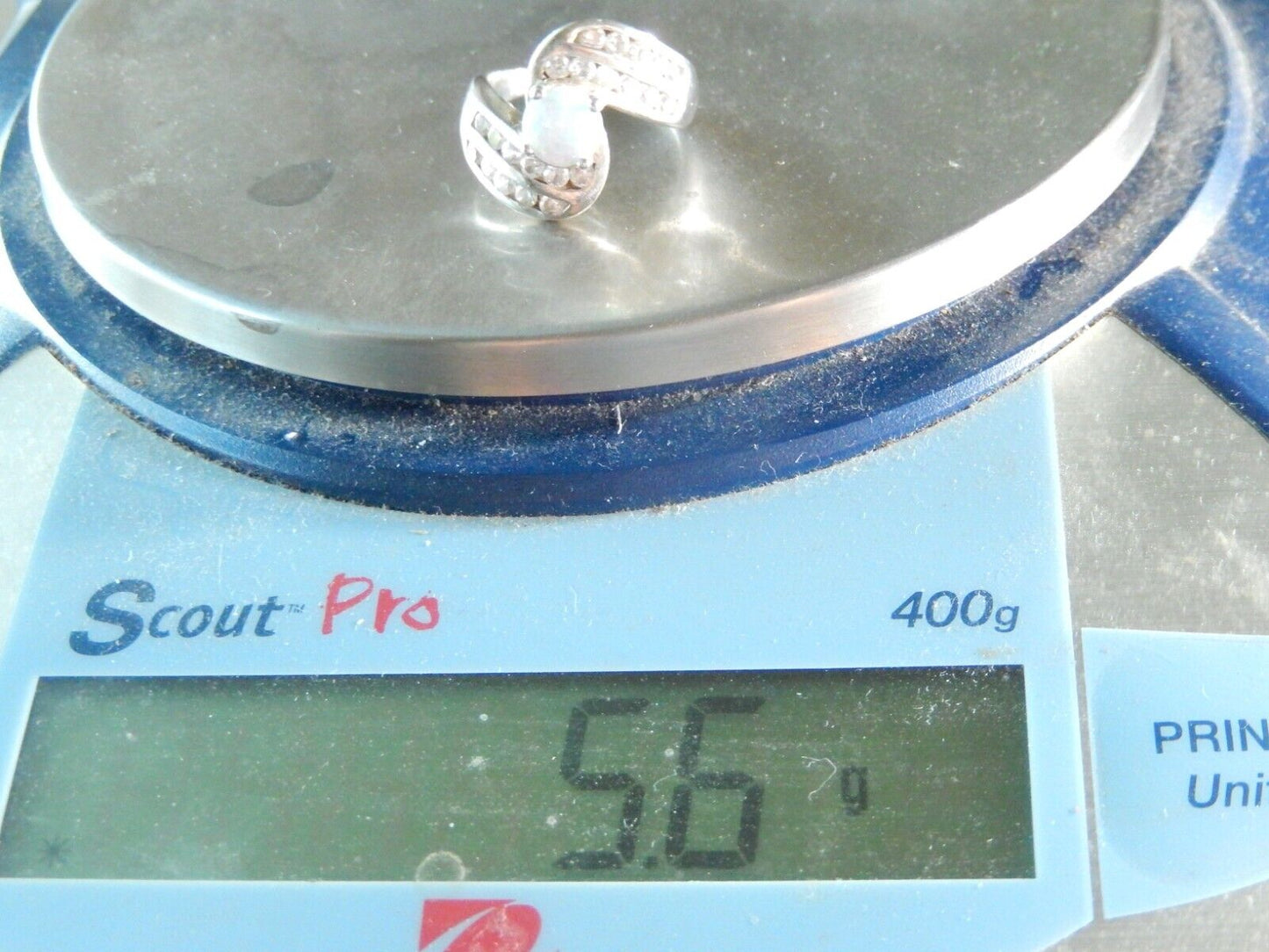 *VINTAGE* Sterling Silver 925 Opal And CZ Bypass Ring Size 7.5
