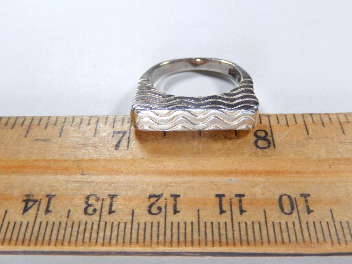 *VINTAGE* Sterling Silver Southwest Design 5mm Flat Top Band Ring 925 Sz 7