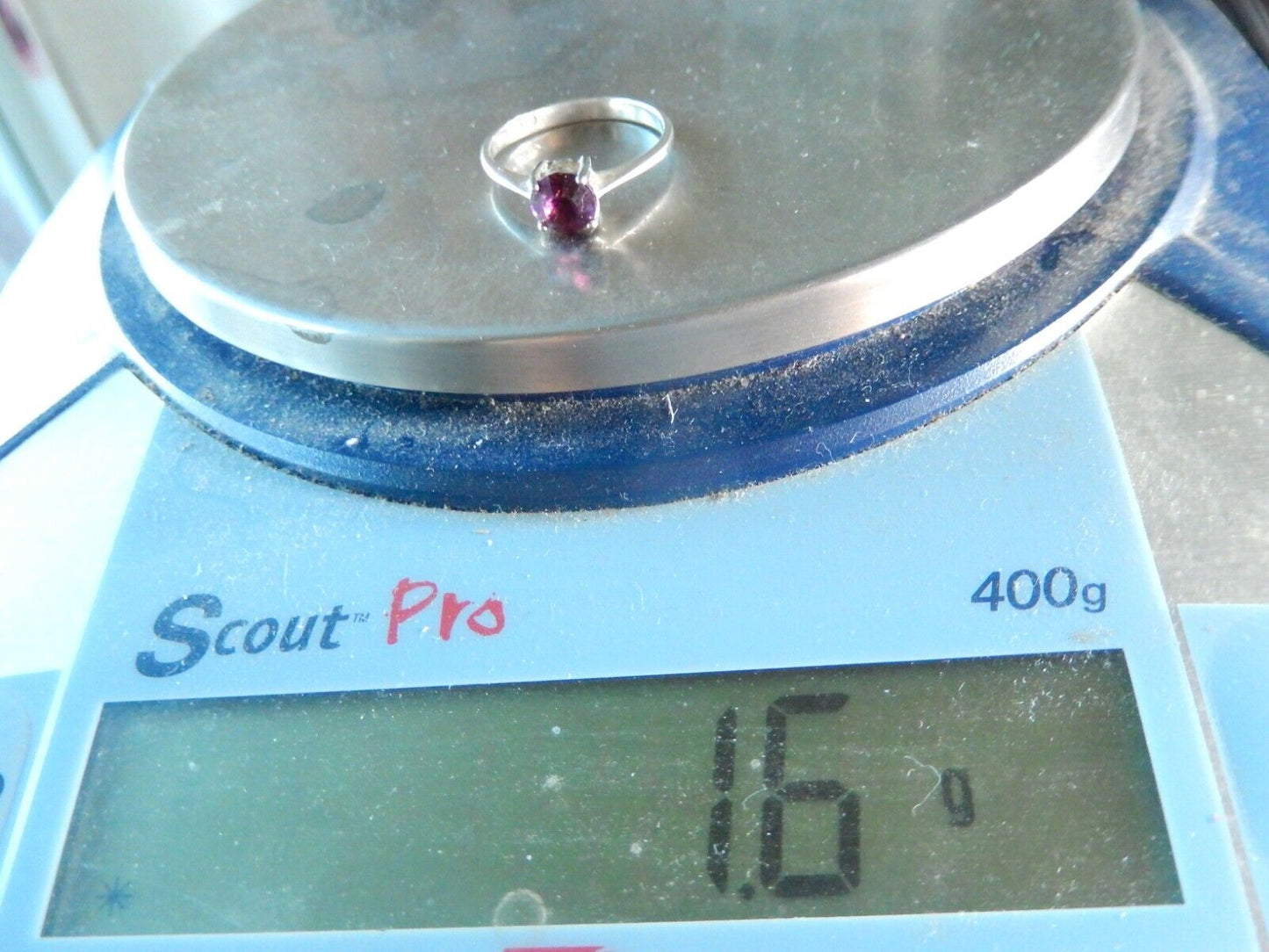*VINTAGE* 925 Sterling Silver Amethyst Solitaire Birthstone Ring Size 7