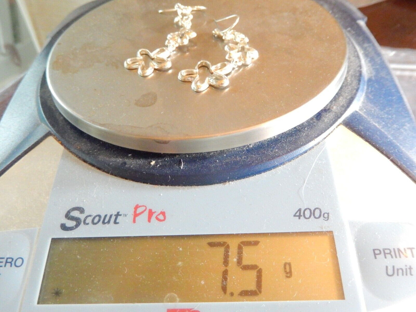 Nice Thick Sterling Silver 925 Three Star Dangle Earrings - 2-1/2" Long