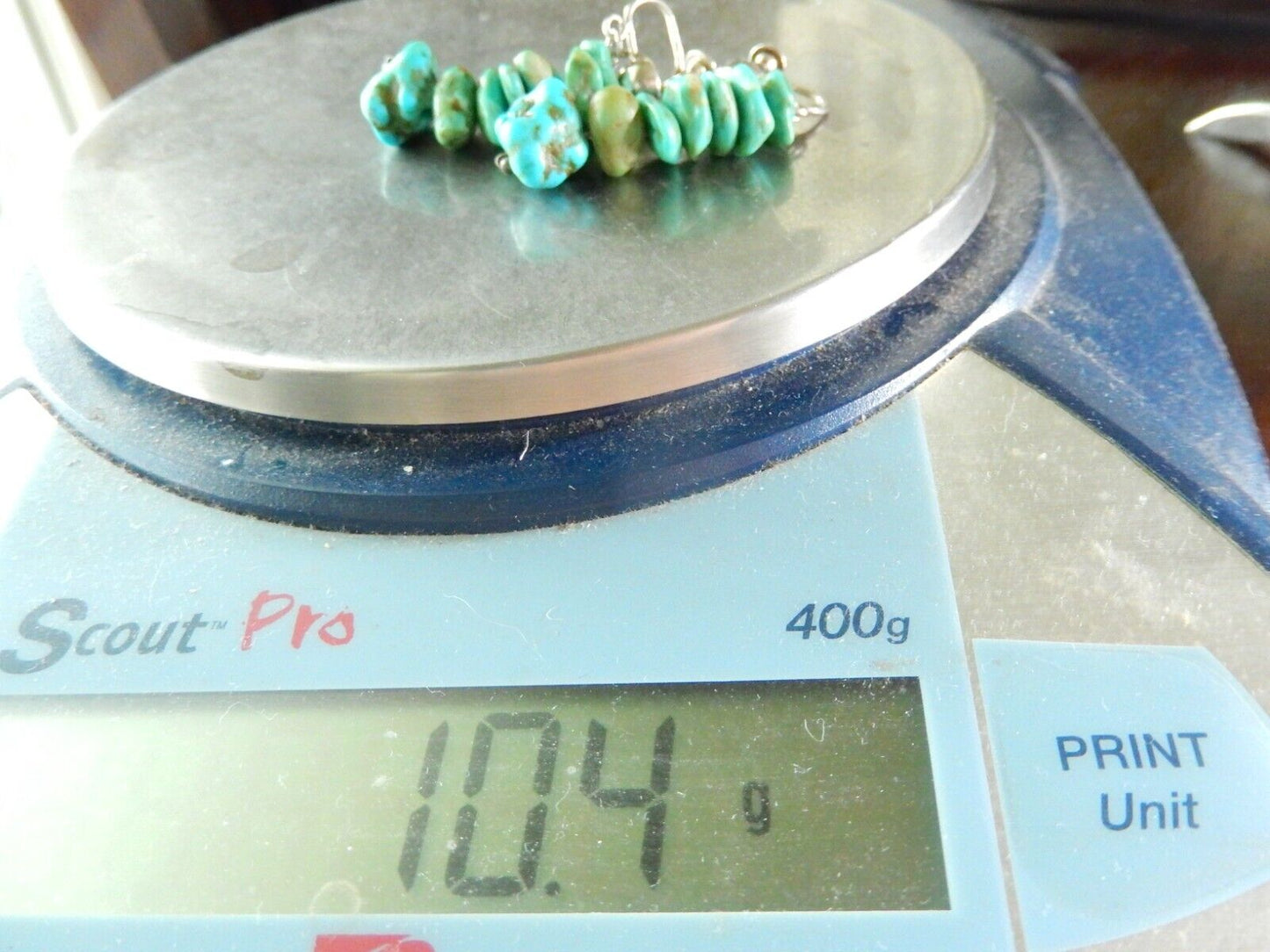 Vintage Sterling Silver Turquoise 2" Dangle Screw-Back Earrings