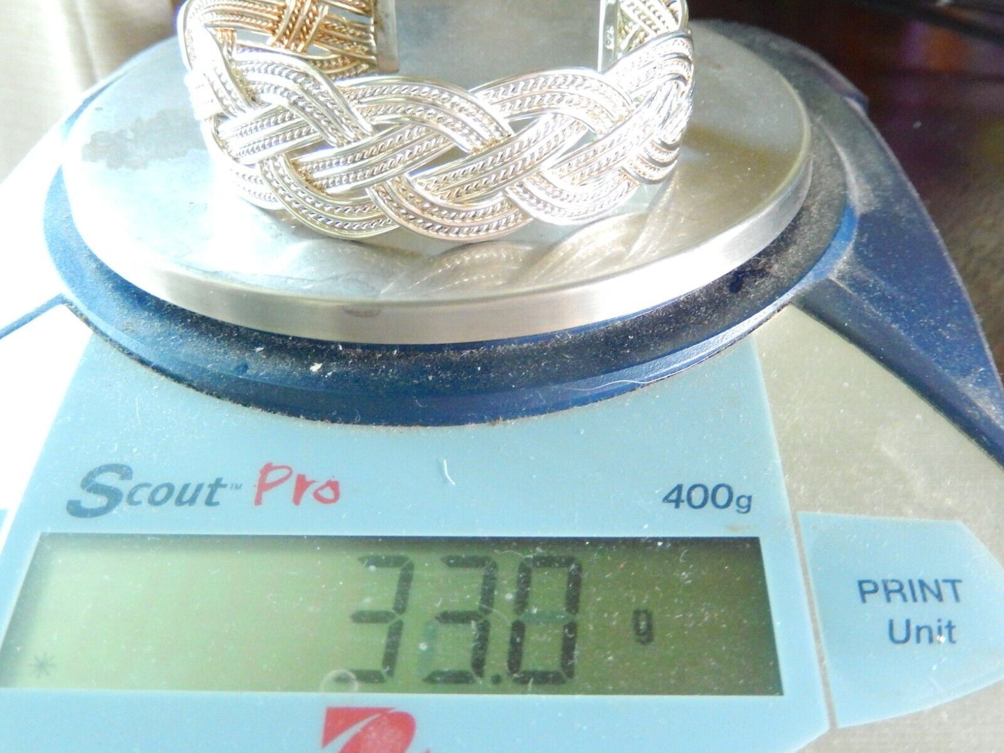 *VINTAGE* Heavy Sterling Silver Braided Wave Cuff Bracelet-33 grams - 23mm Wide