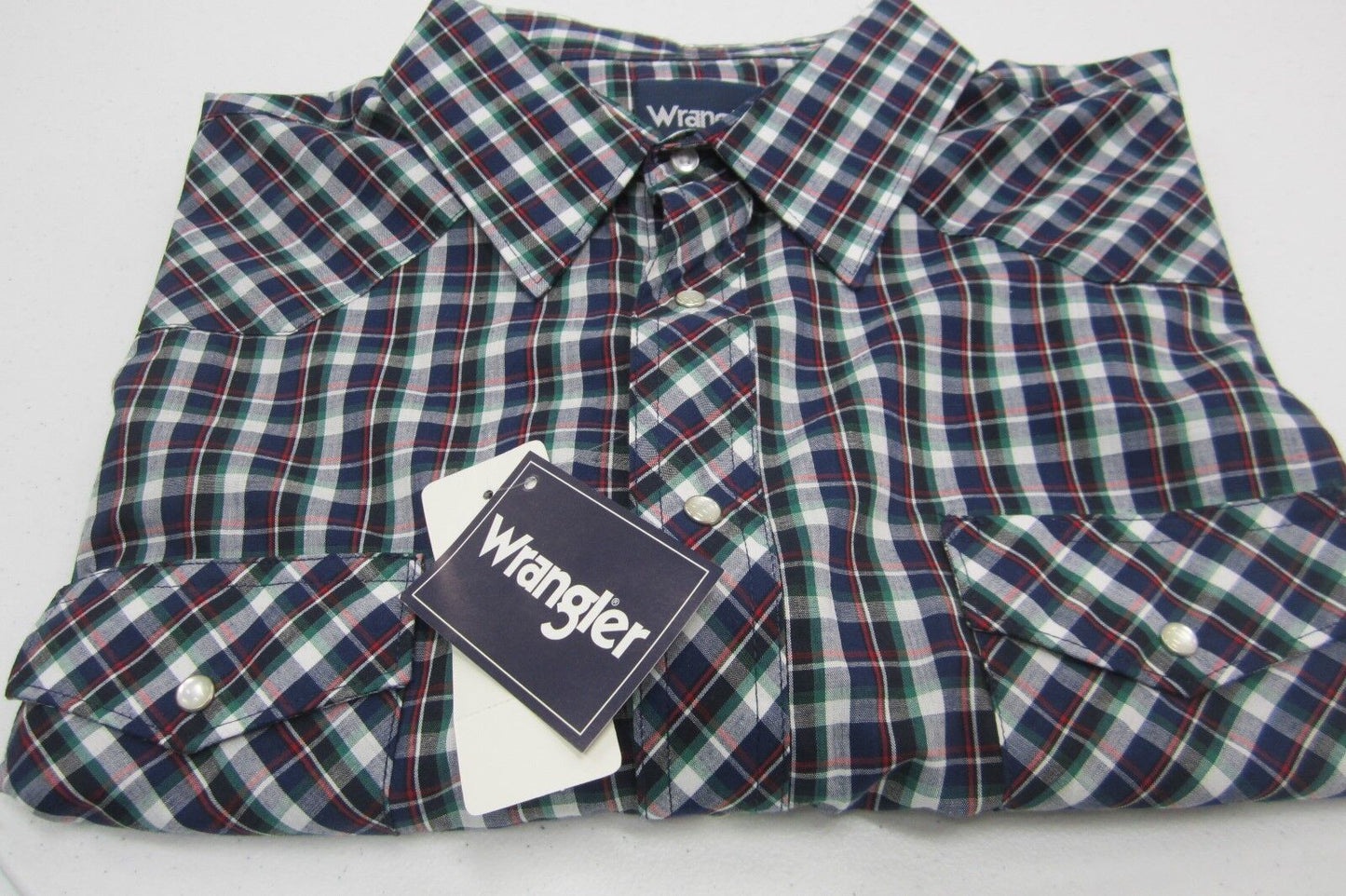 NWT Wrangler Men's Tall & Long Pearl Snap Short Sleeve Shirt Size 19 (2XL)