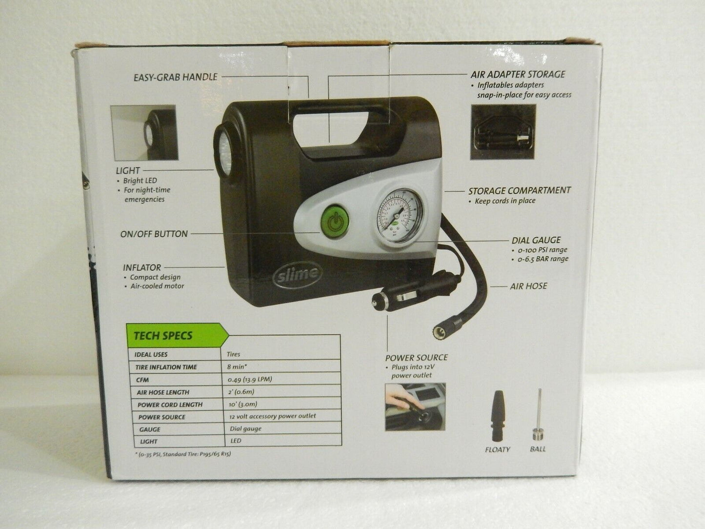 *NIB* Slime 40032 Tire Inflators 12-Volt Inflator with Gauge