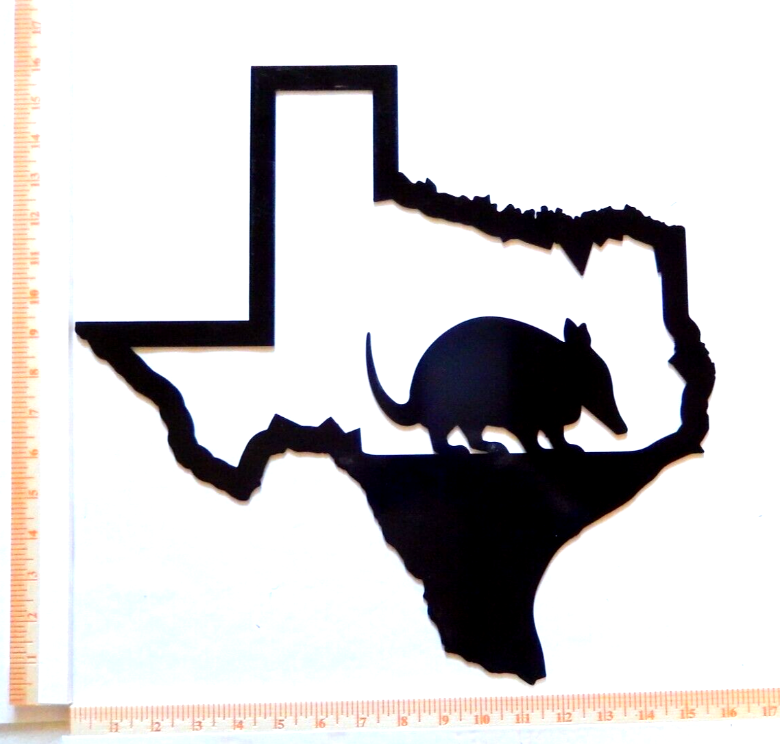 ~NEW~ LARGE "STATE OF TEXAS ARMADILLO" BLACK METAL WALL ART 14ga. 16"x16"