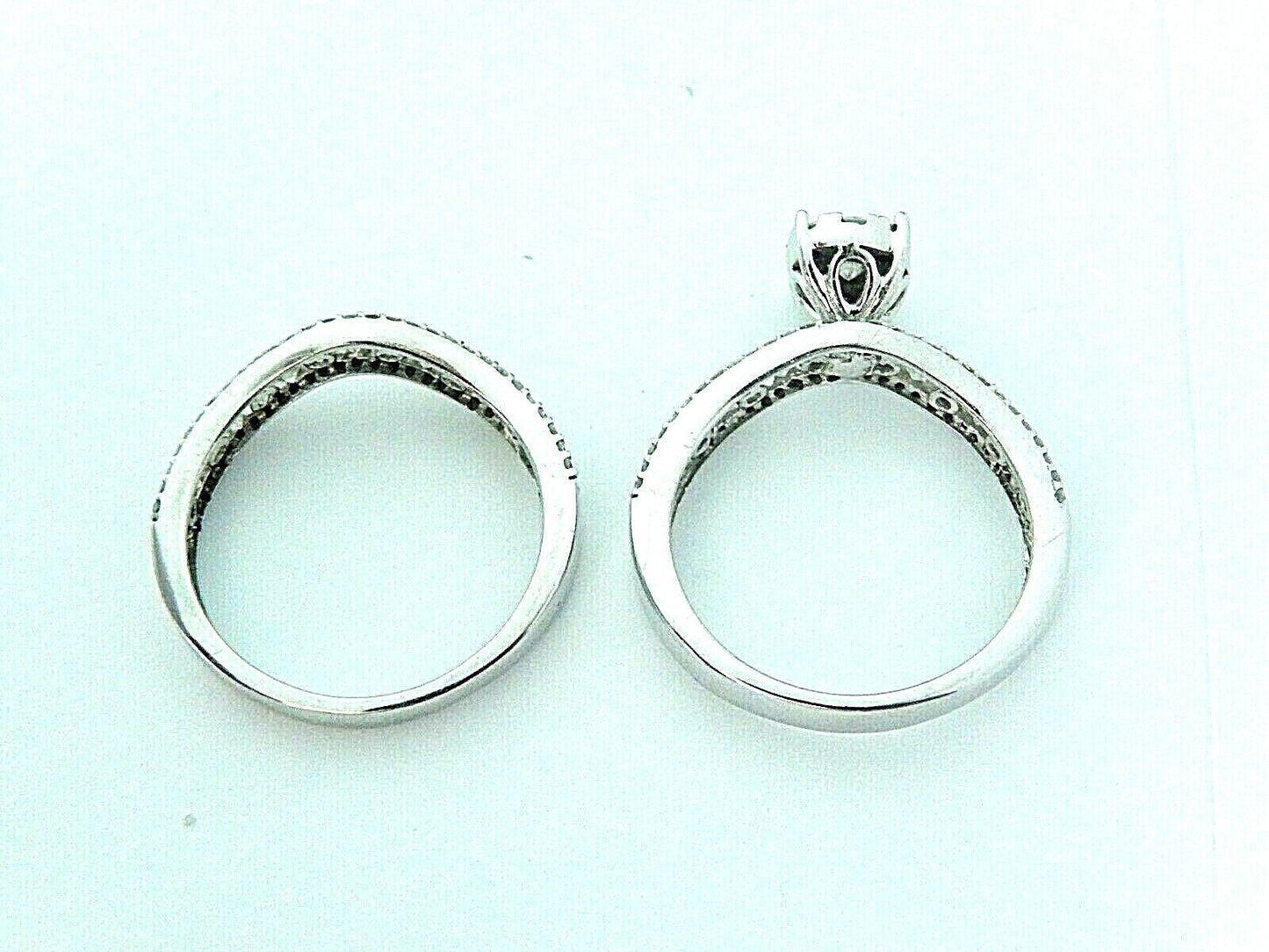 10K White Gold 2.00 Ct Diamond Bridal Set Engagement Ring & Wedding Band sz7.25