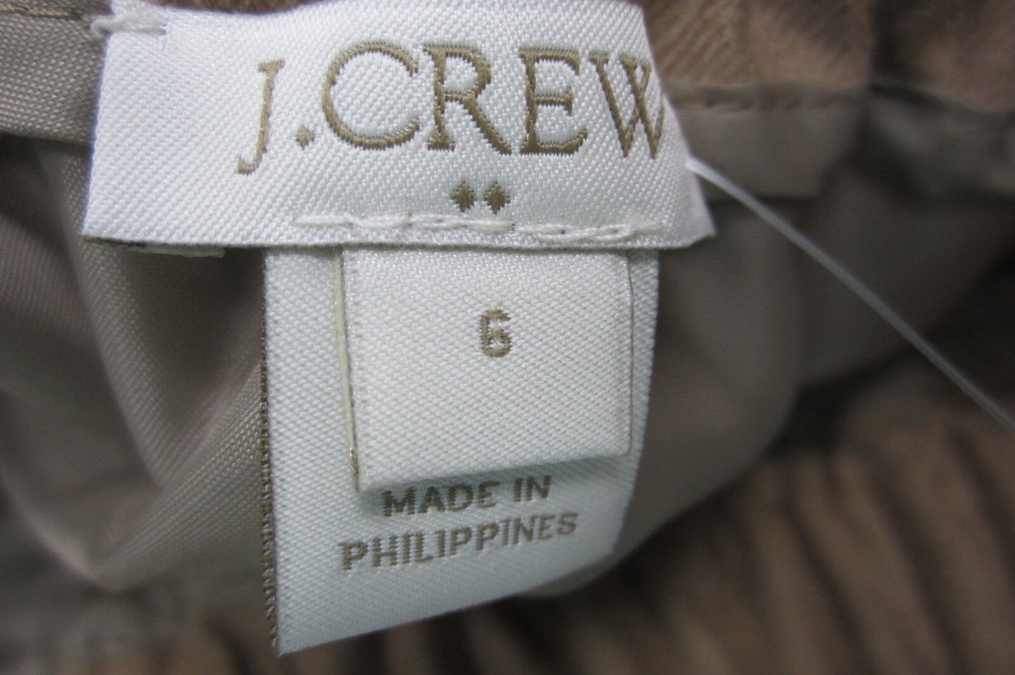J CREW Women's Elastic Waistband Brown 2 Front Pockets Lined Skirt Size 6 x 17"