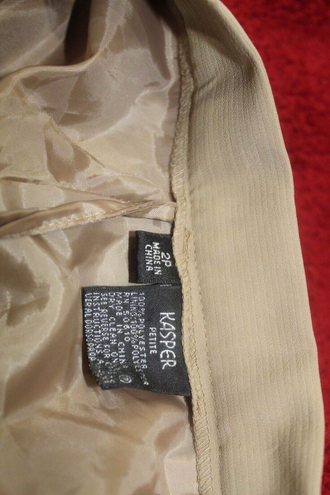 *NWT* $179.00 Kasper Women's 2 Piece Tan Pant Suit Size 2P