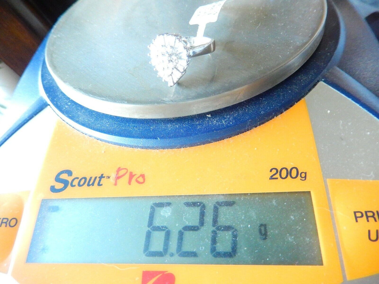 *VINTAGE* 14K WHITE GOLD 3/4CT PEAR SHAPED CLUSTER NATURAL VS DIAMOND RING Sz 7