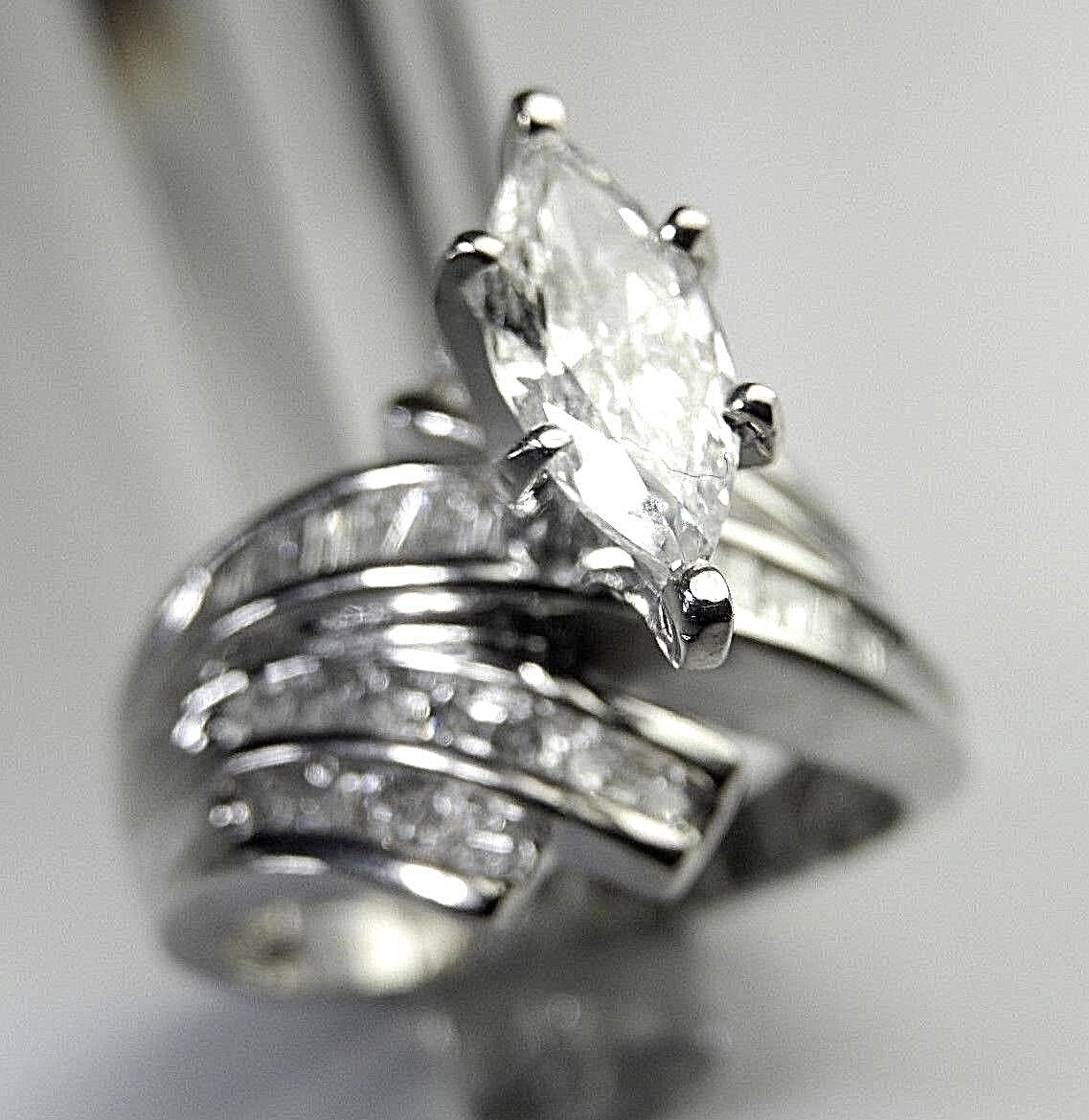 1.75 CT NATURAL VS Marquise Natural Diamond Engagement Ring in 10K White Gold