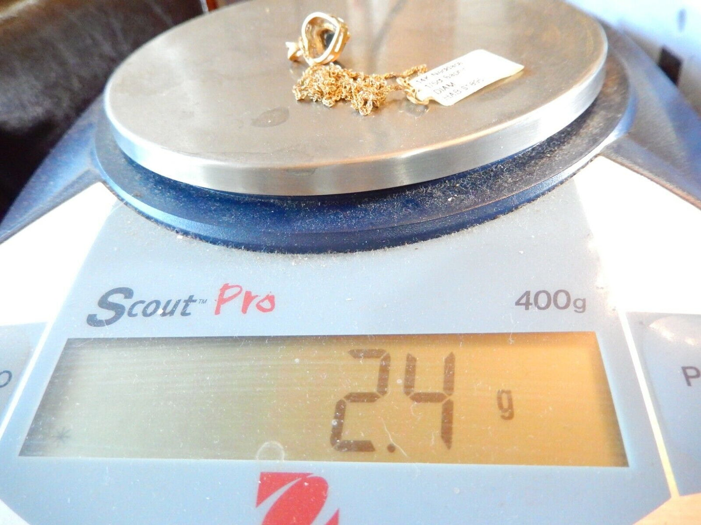 *VINTAGE* 14k Yellow Gold, Sapphire, Diamond Heart Pendant w/14K 18" Chain